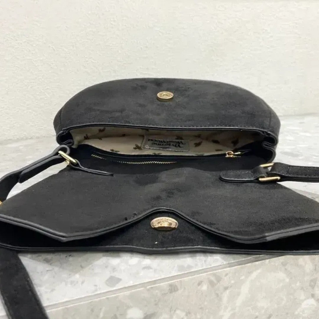 Minimal Saturn Embossed Shoulder Bag