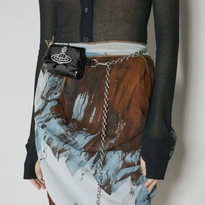 Mini Croc-Textured Chain Flap Bag with Dust Bag