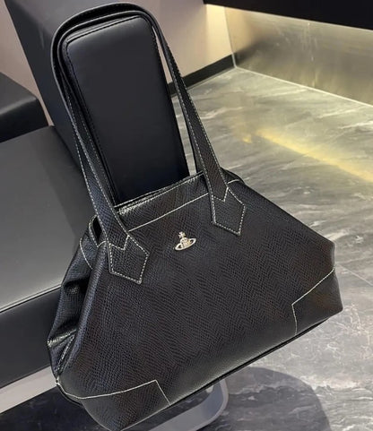 Structured Snake Texture Saturn Tote