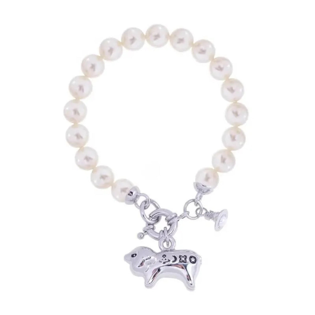 Pearl Bead Charm Bracelet