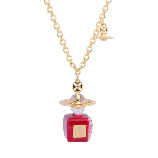 Perfume Bottle Saturn Necklace