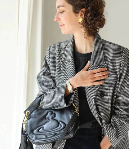 Curved Saturn Leather Bag