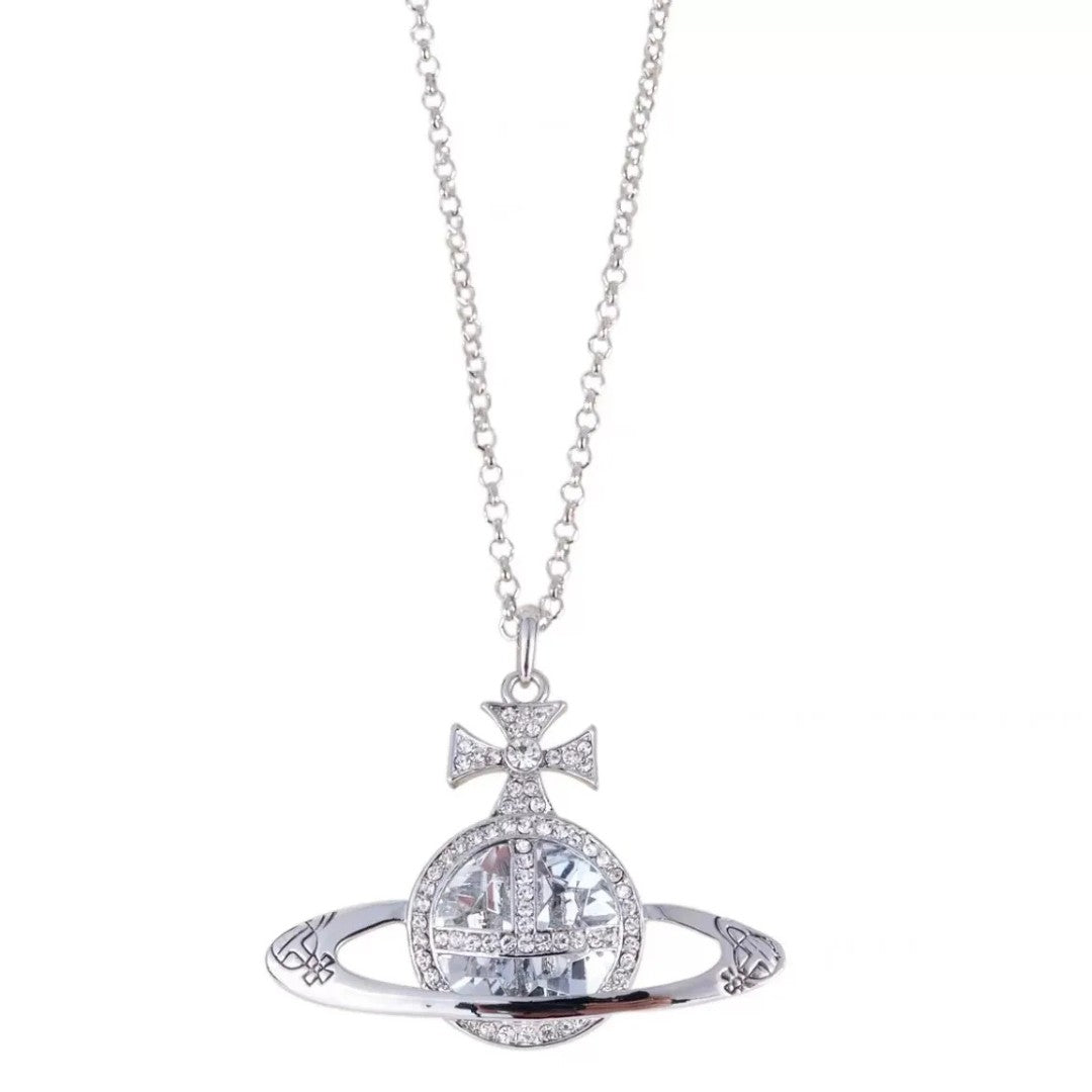 Large Gemstone Saturn Necklace