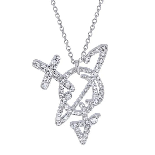 Large Line Arrows Saturn Necklace