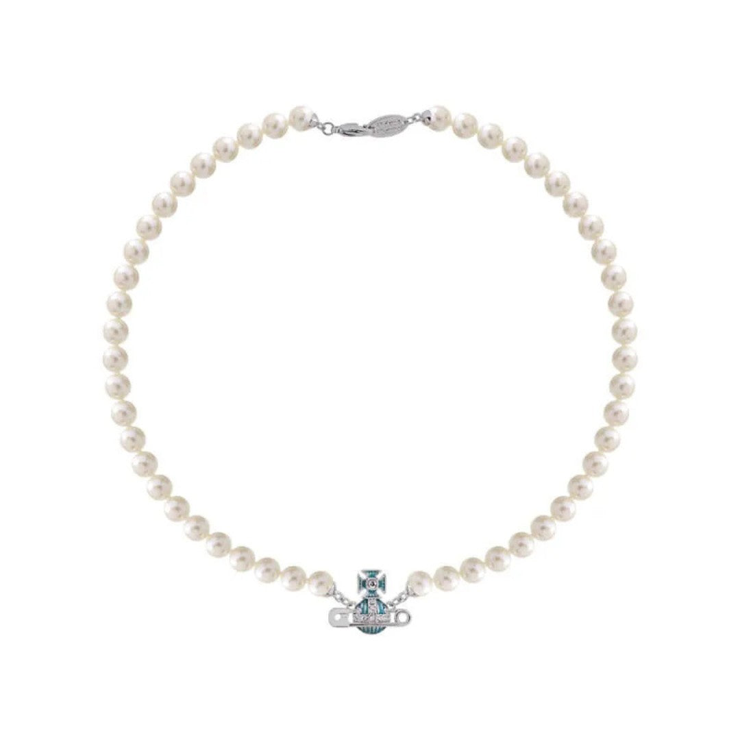 KITTY Pin Lacquered Saturn Pearl Necklace