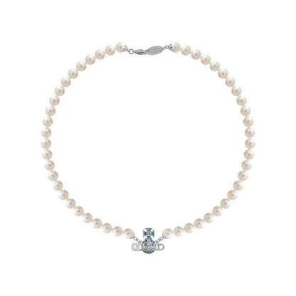 KITTY Pin Lacquered Saturn Pearl Necklace