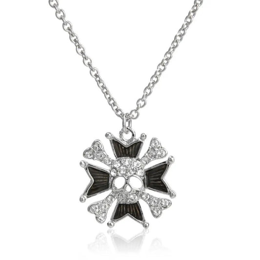 Lacquered Medallion Skull Necklace