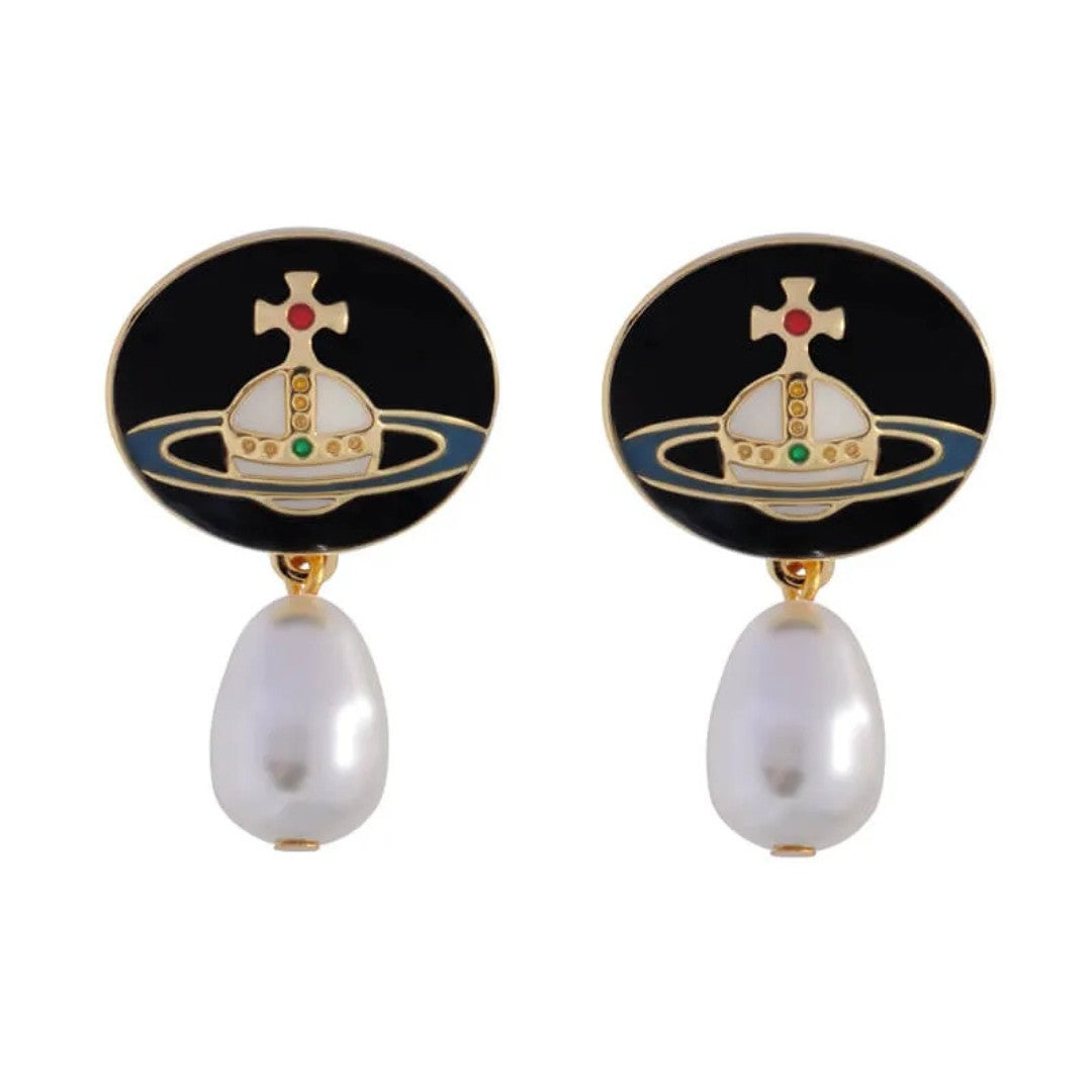 Enamel Pearl Detachable Earrings