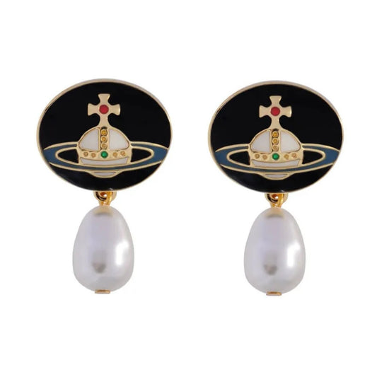 Enamel Pearl Detachable Earrings