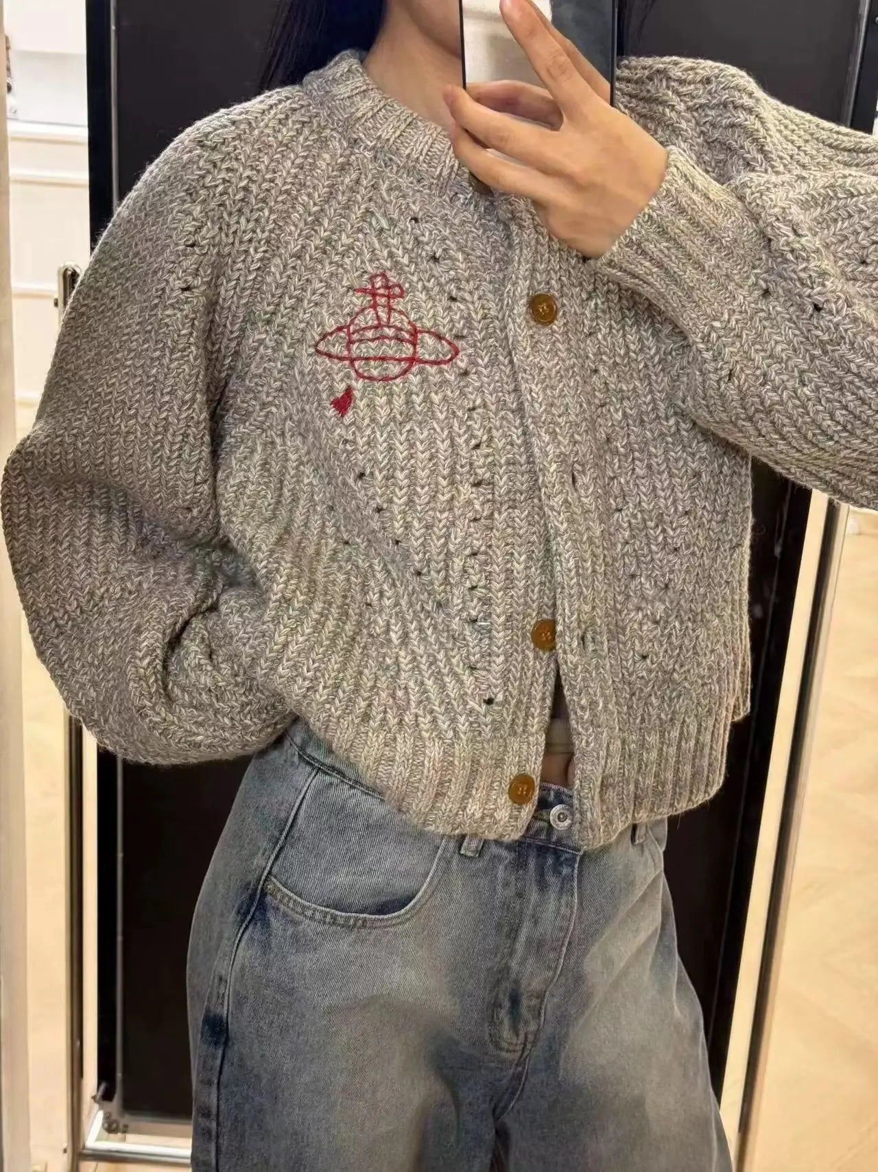 Heart Orb Wool Knit Cardigan