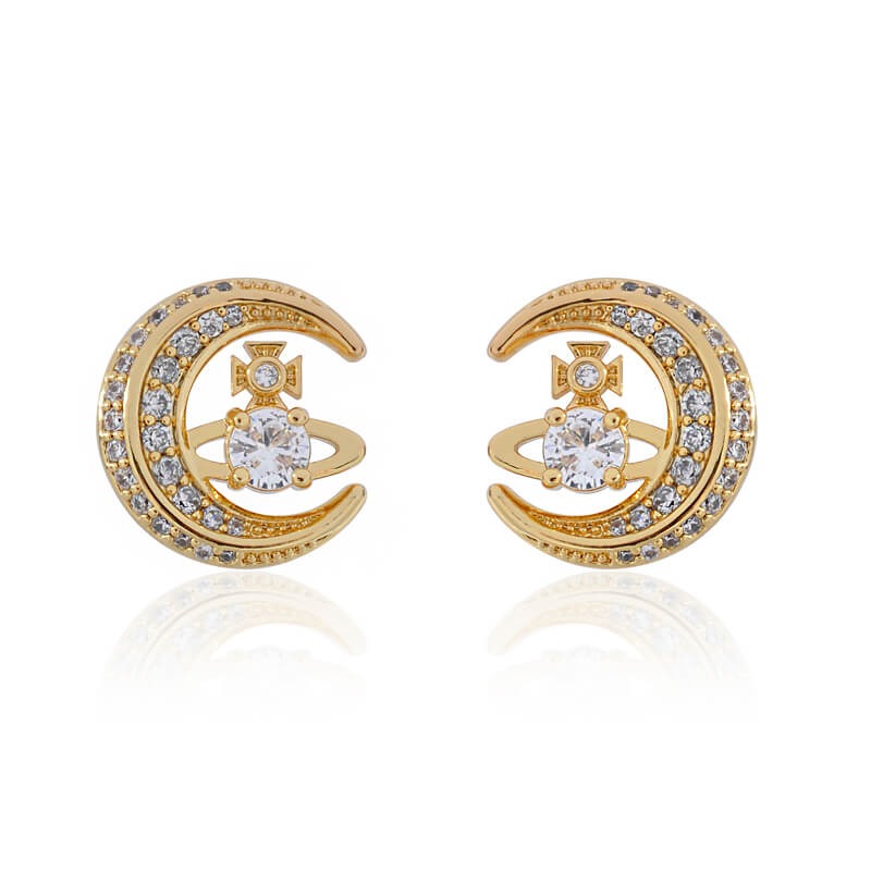 Moon Diamond Saturn Earrings (with box)