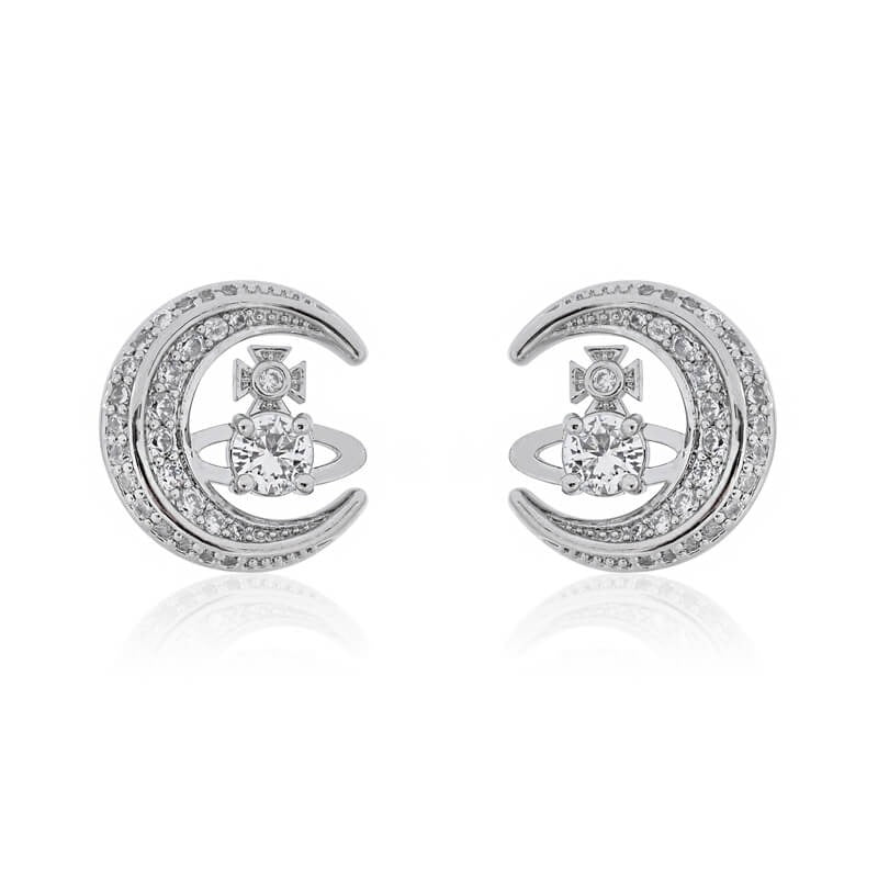Moon Diamond Saturn Earrings (with box)