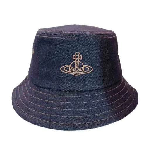 Embroidered Orb Denim Bucket Hat