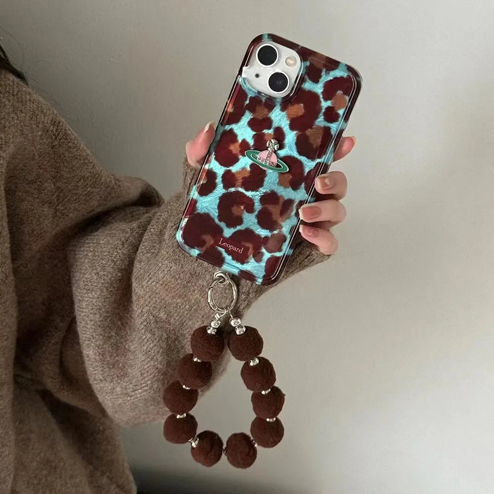 Blue Leopard Saturn Phone Case