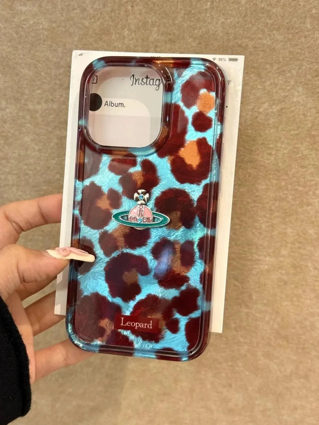 Blue Leopard Saturn Phone Case