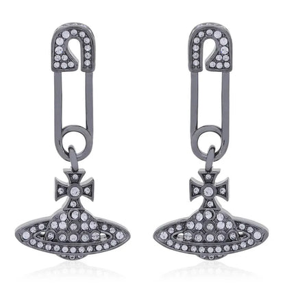 Safety Pin Orb Drop Earrings