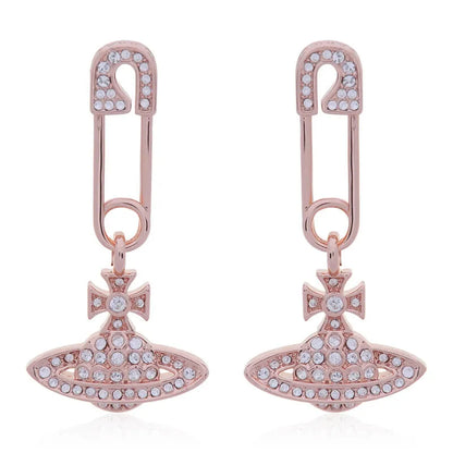 Safety Pin Orb Drop Earrings