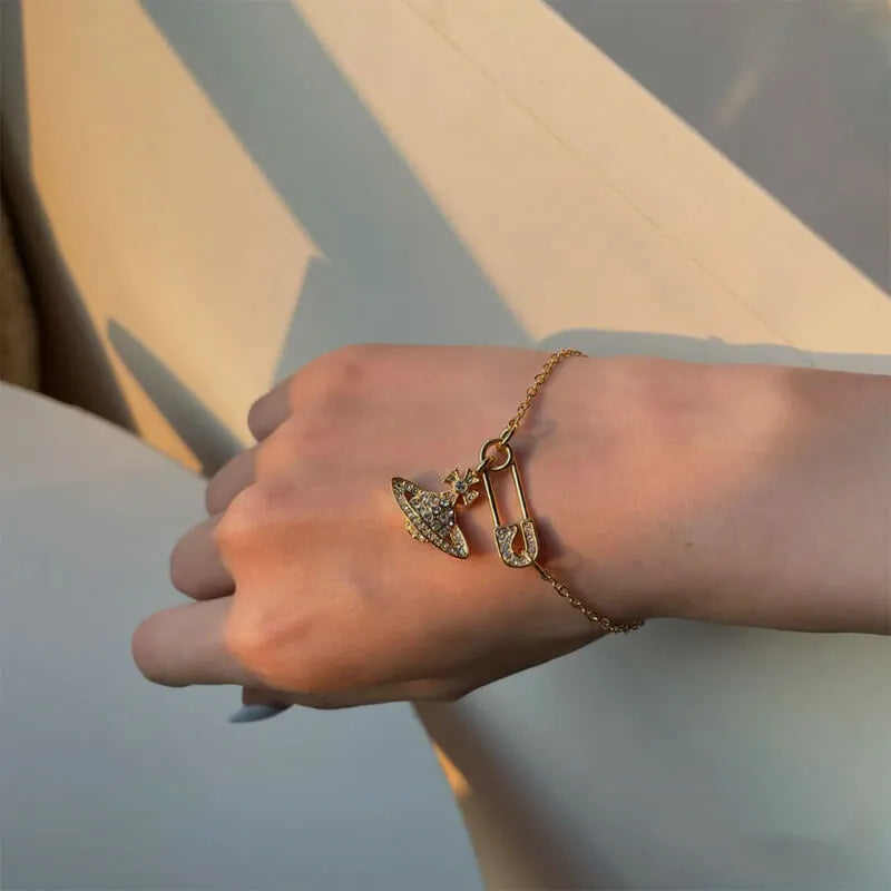 Orb Drop Safety Pin Bracelet