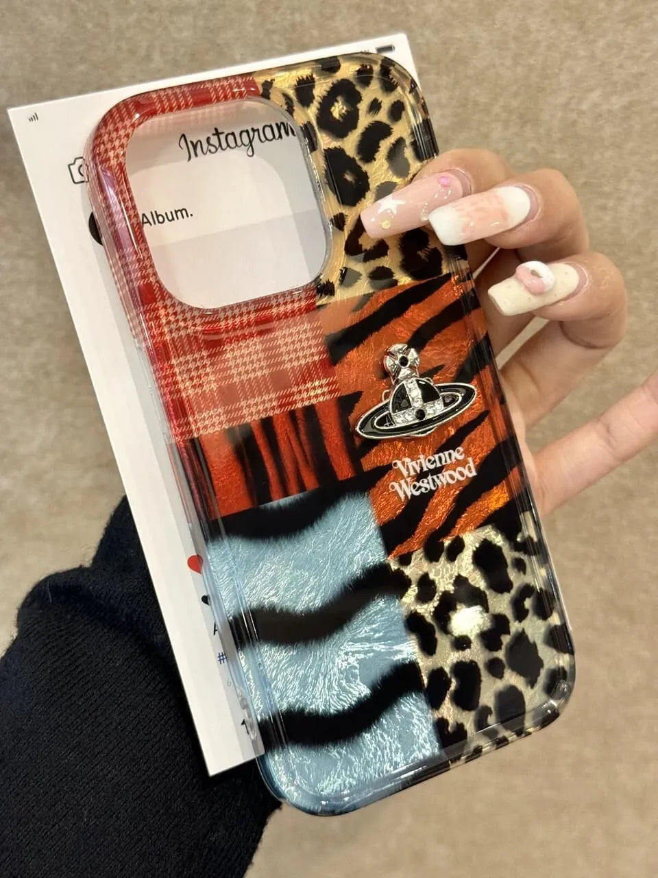 Patchwork Plaid Saturn Phone Case