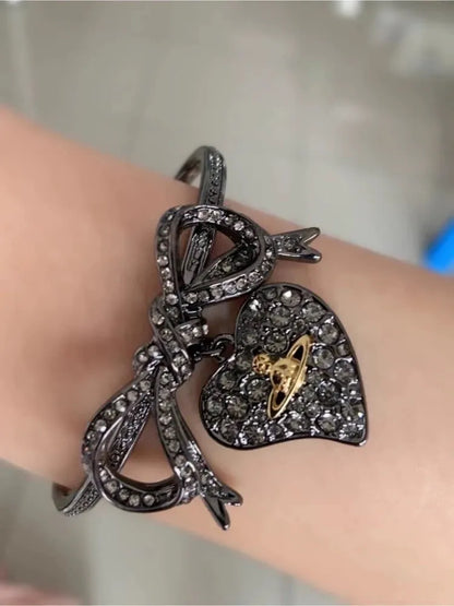 Crystal Bow Heart Cuff