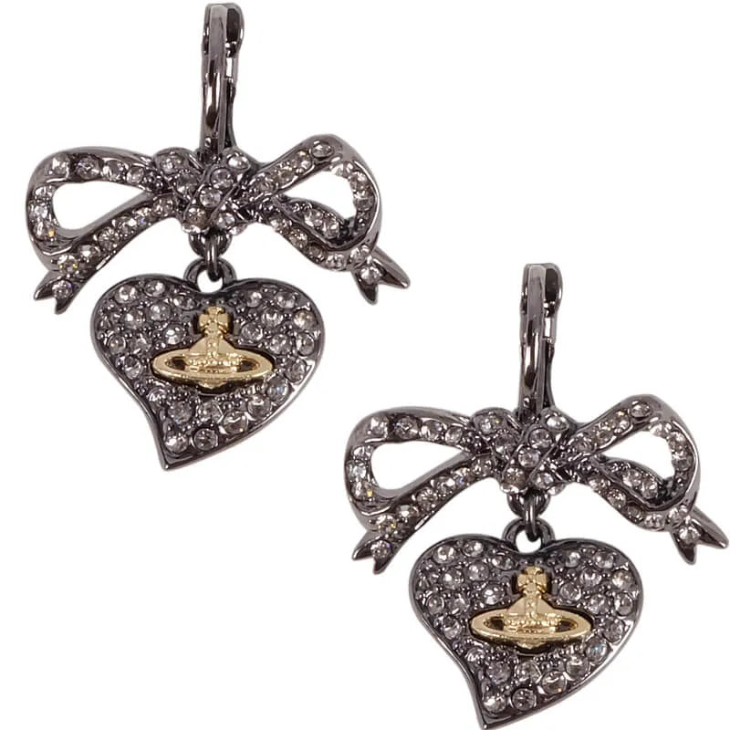 Heart Bow Drop Earrings