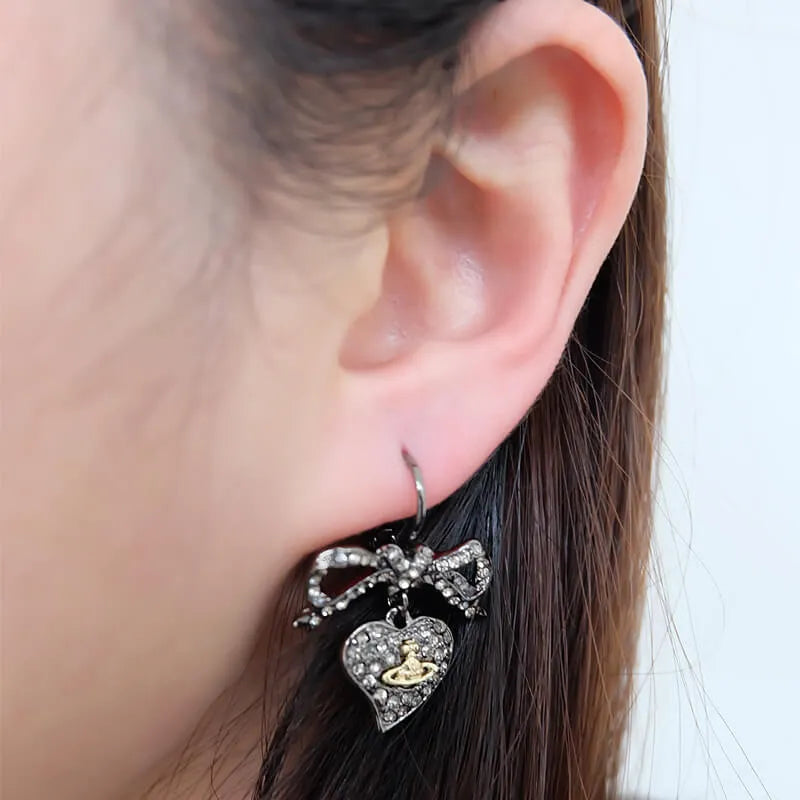 Heart Bow Drop Earrings