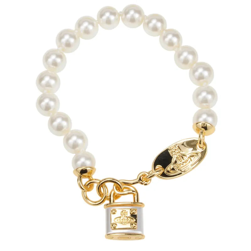 Pearl Lock Charm Bracelet