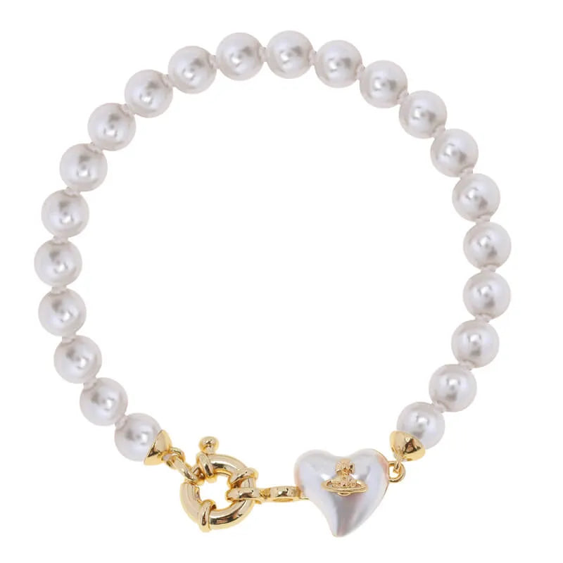 Pearl Heart Charm Bracelet