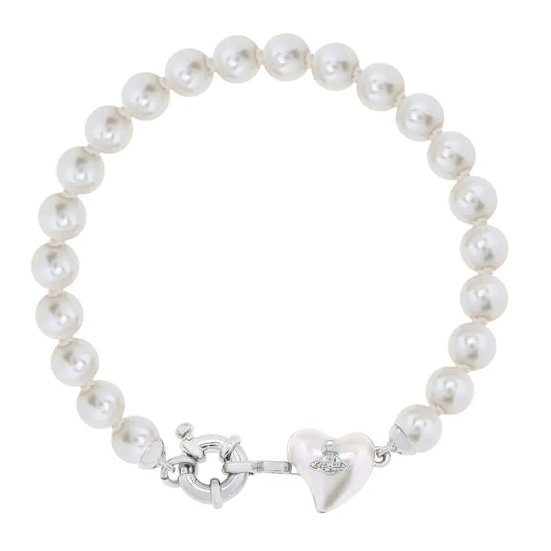 Pearl Heart Charm Bracelet