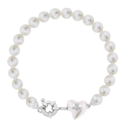 Pearl Heart Charm Bracelet