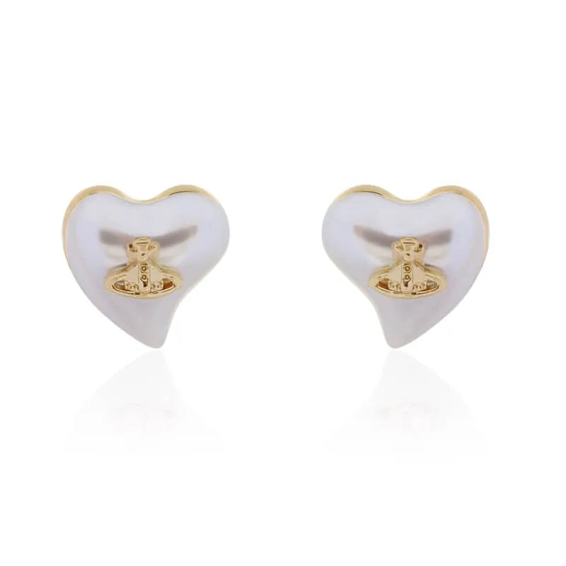 Mini Heart Orb Stud Earrings