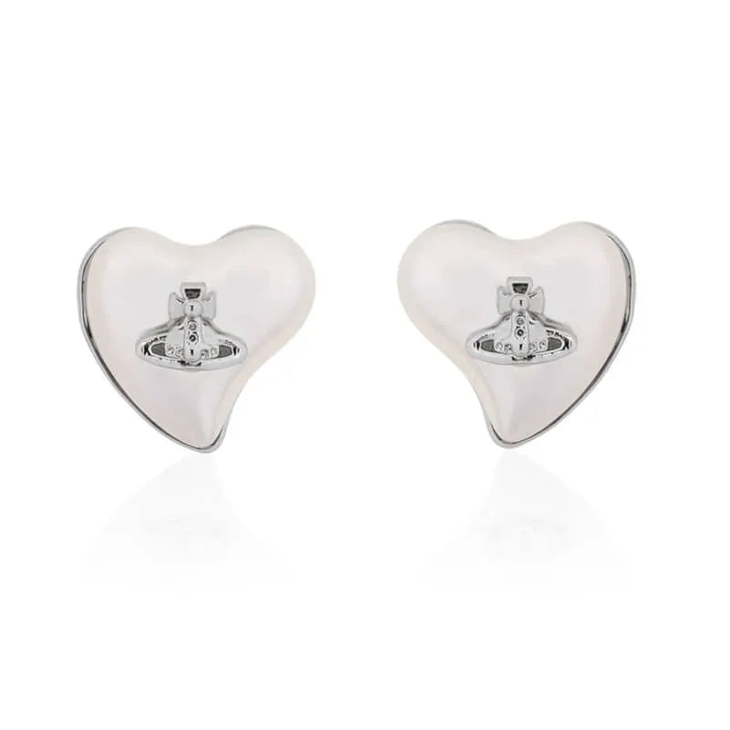 Mini Heart Orb Stud Earrings