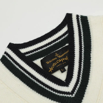 V-Neck Crest Cable Knit Sweater