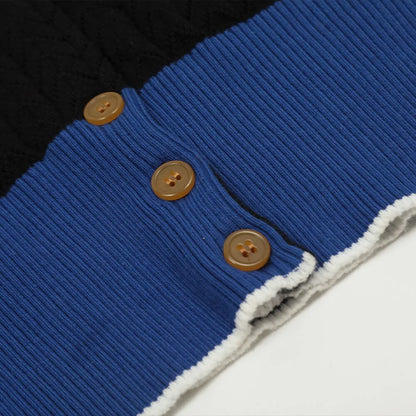 Striped Crewneck Knit Cardigan