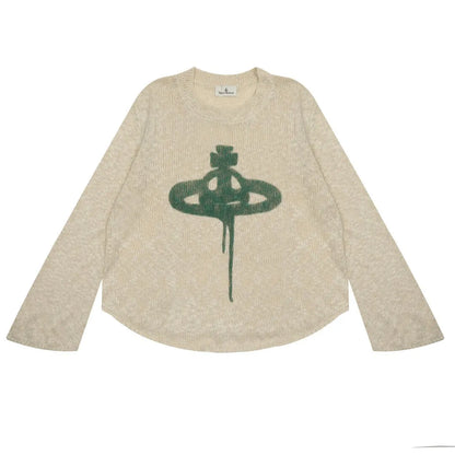 Distressed Knit Long Sleeve Sweater