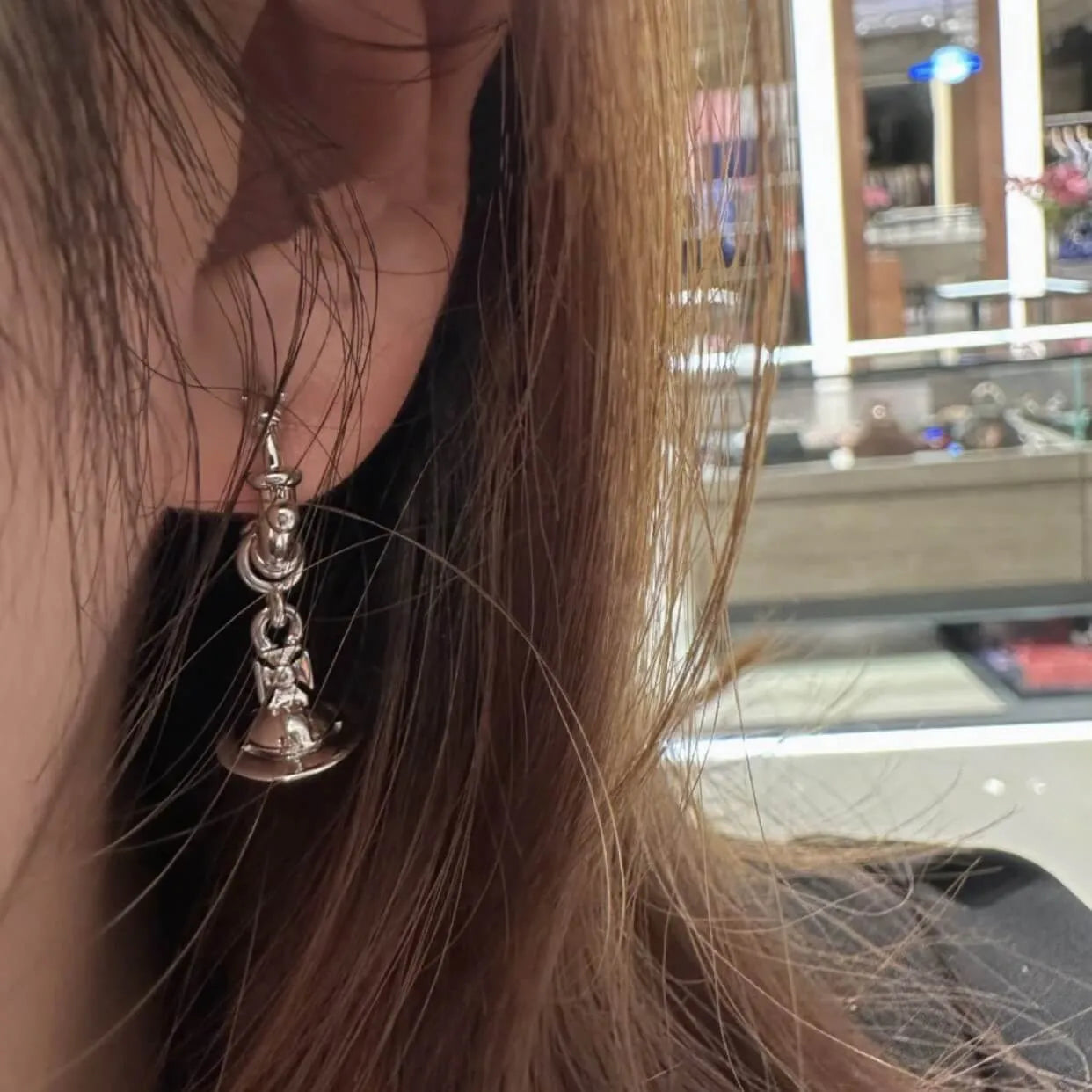 Mini Orb Drop Hoop Earrings