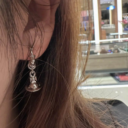 Mini Orb Drop Hoop Earrings