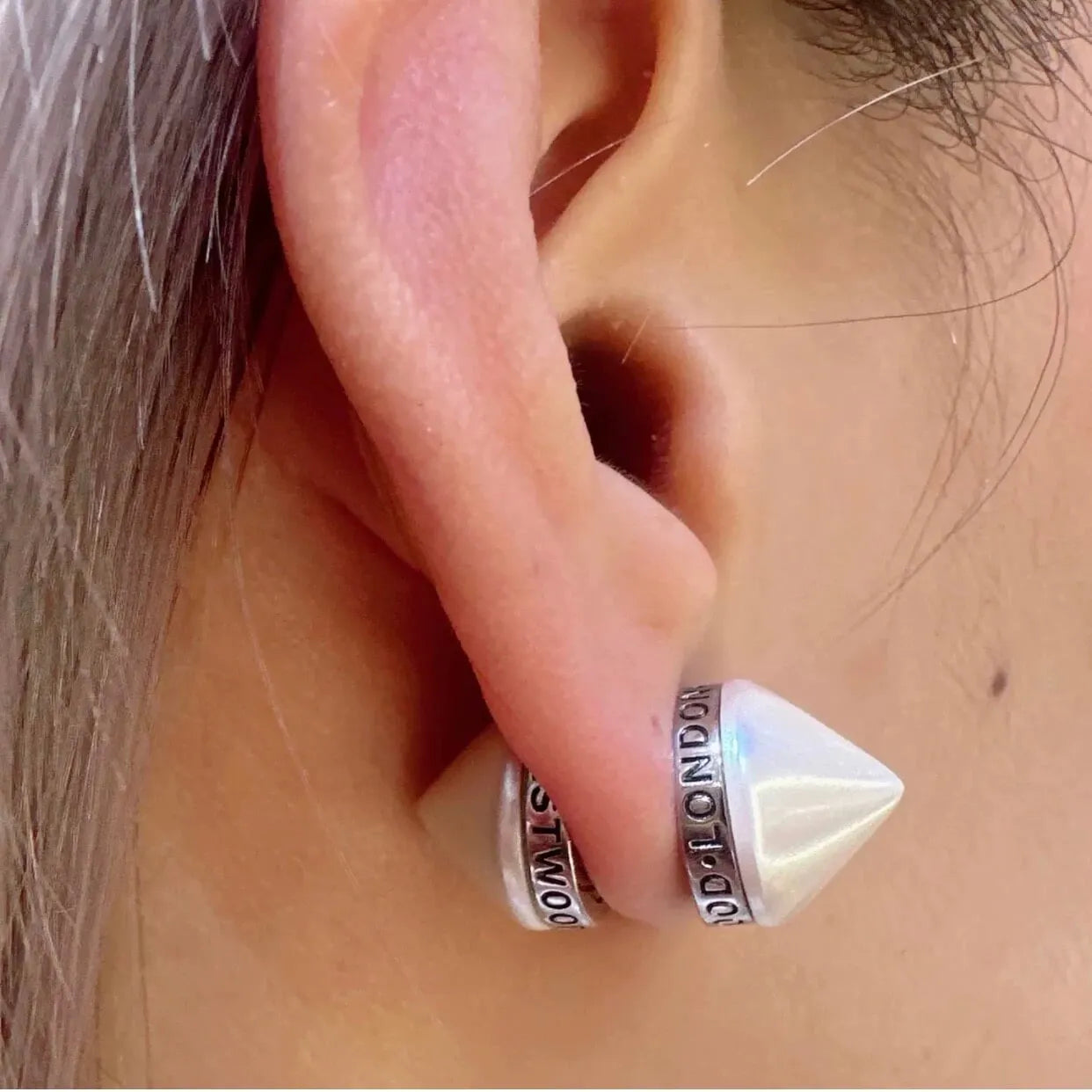 Stud Cone Orb Logo Earrings