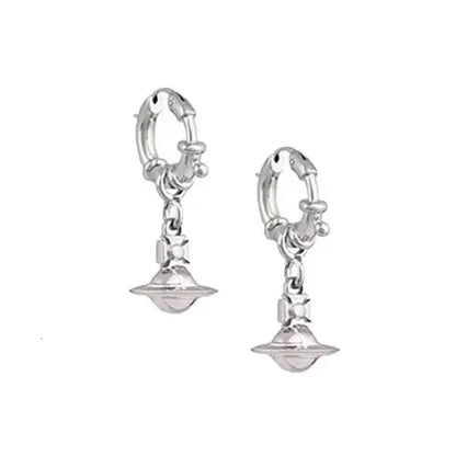 Mini Orb Drop Hoop Earrings