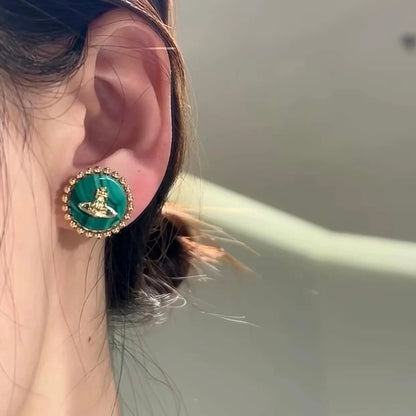 Beaded Edge Orb Stud Earrings