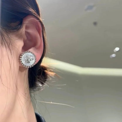 Beaded Edge Orb Stud Earrings