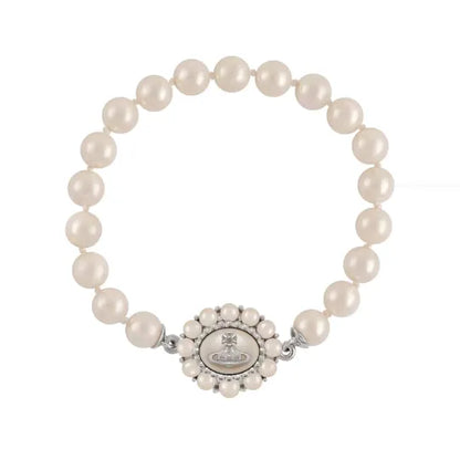 Ornate Pearl Emblem Bracelet