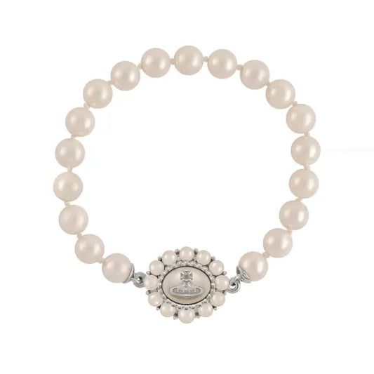 Ornate Pearl Emblem Bracelet