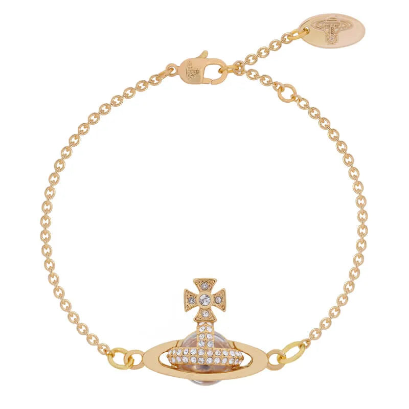 Crystal Orb Emblem Chain Bracelet