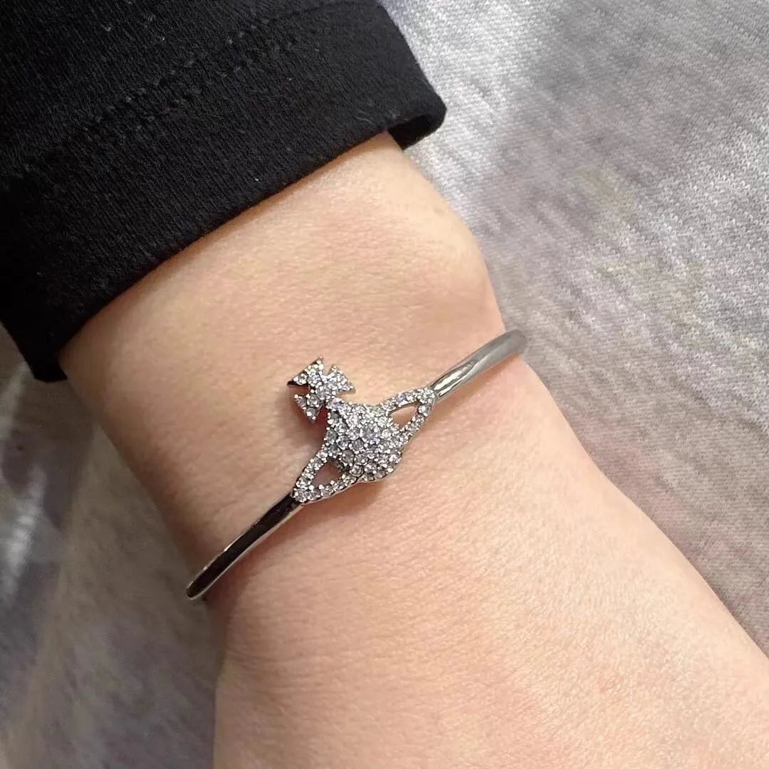 Crystal Orb Open Cuff Bracelet (with Box)