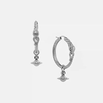 Serpent Orb Hoop Earrings