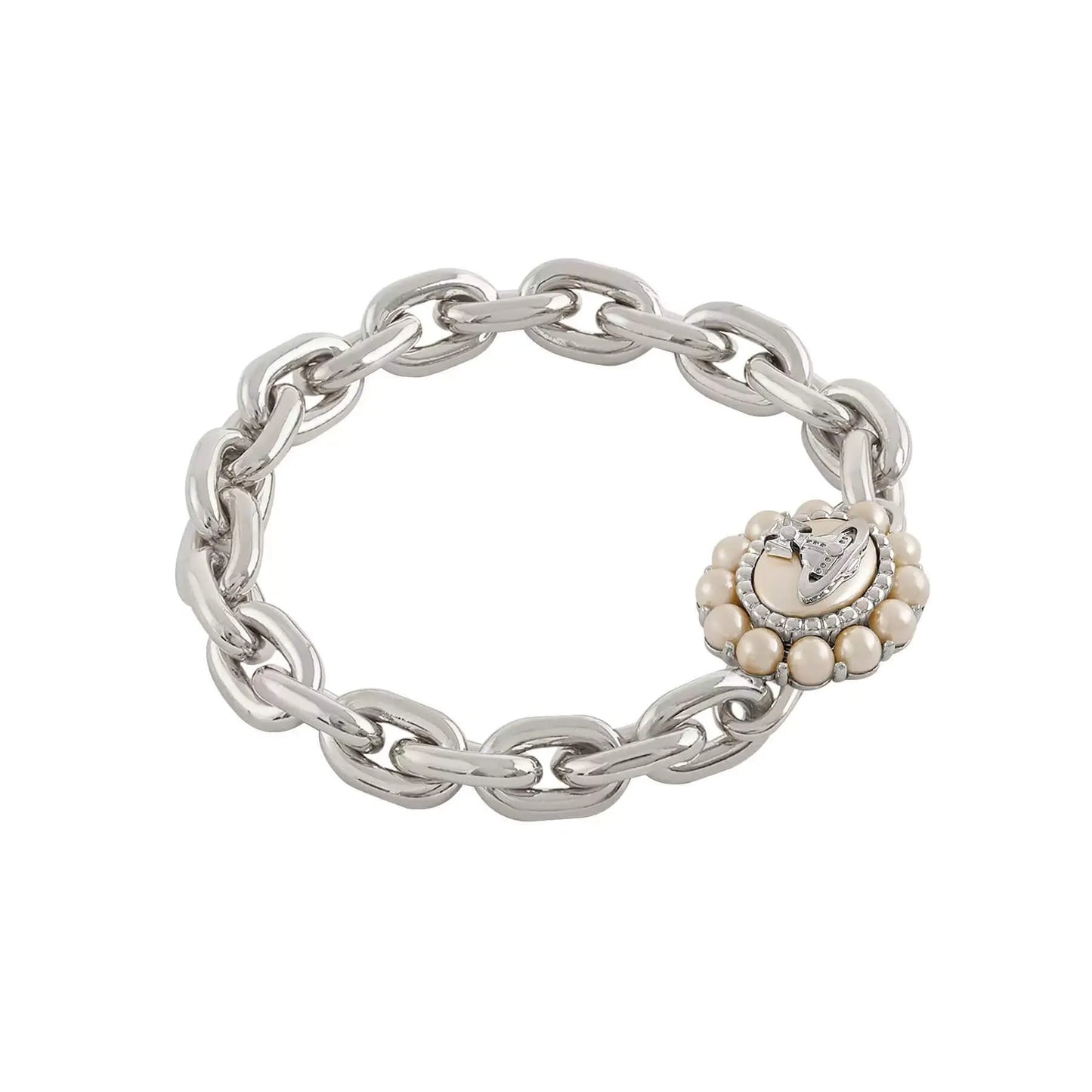 Chunky Pearl Emblem Link Bracelet (with Box)