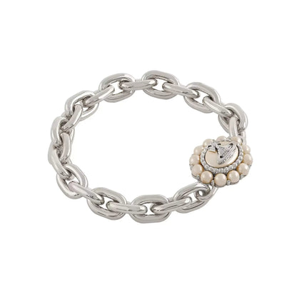 Chunky Pearl Emblem Link Bracelet (with Box)