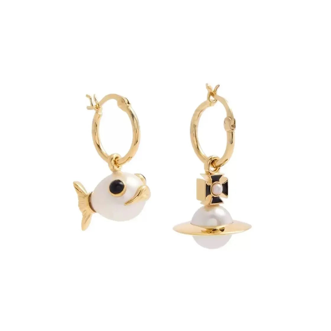 Orb & Fish Pearl Drop Earrings
