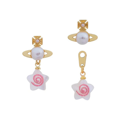 Interchangeable Star Charm Orb Earrings